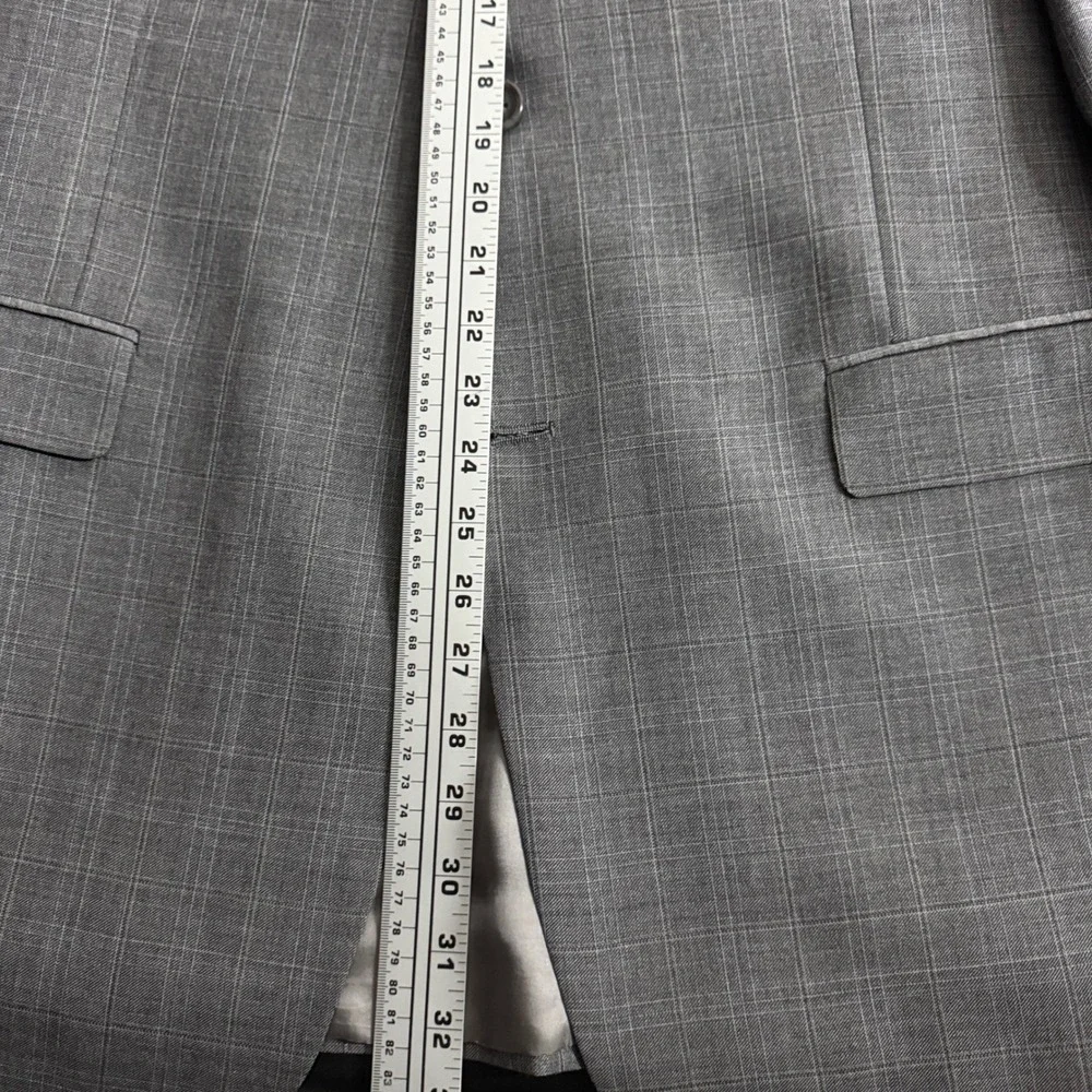 Hart Schaffner Marx Gold Mens Two Piece Suit‎ 42L 34W Grey Plaid Wool